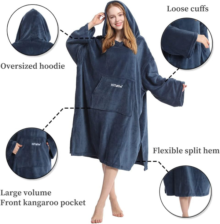 Hiturbo Bademantel, Damen Herren Robe, Unisex, Einheitsgrösse, Warmer Weicher Fleece Mogenmantel mit