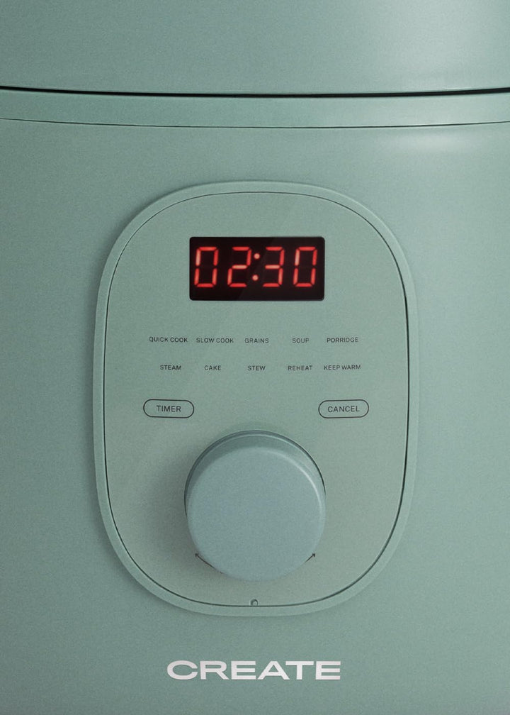 CREATE/REISKOCHER/Elektrischer Reiskocher 2L Salbeigrün/Programmierbar bis zu 24h, 10 vorinstalliert