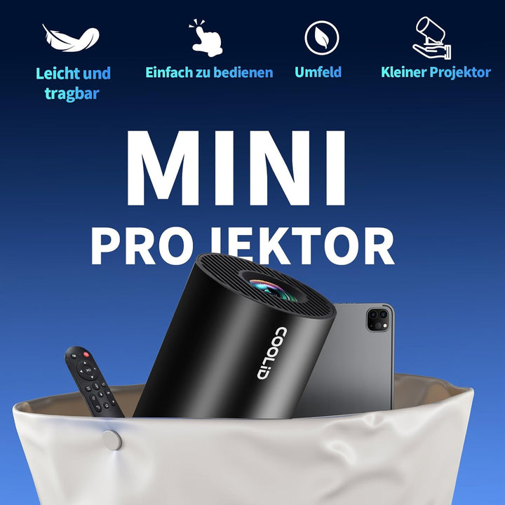 Mini Beamer Unterstützt 4K 1080P 2026 Neuer Tragbarer Projektor mit 5G WiFi 6 und BT 5.4 Beamer Klei
