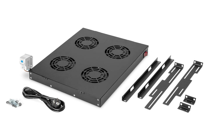 DIGITUS Lüftereinheit 19" 1HE - Rack- oder Dachmontage - Für VarioFLEX Schränke - 4x Lüfter - Thermo