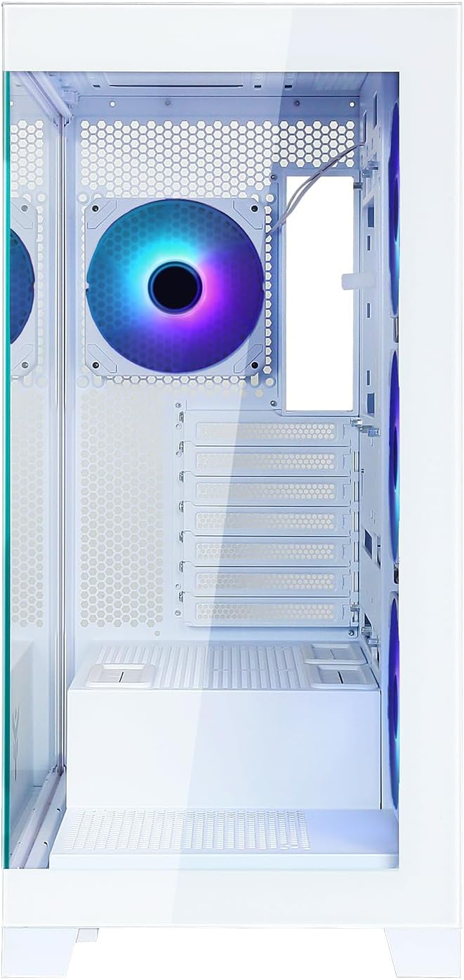 Itek Gehäuse SHOWBUI 45W – Gaming-Tower, ATX, 4 x 12 cm ARGB-Lüfter, 2 x USB3, Typ C, Seite und Vord