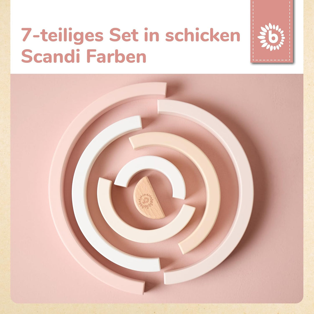 Bieco Ella Holz Regenbogen | Stapelturm für Kinder | Regenbogen Montessori Holzspiel Dekoration Turm