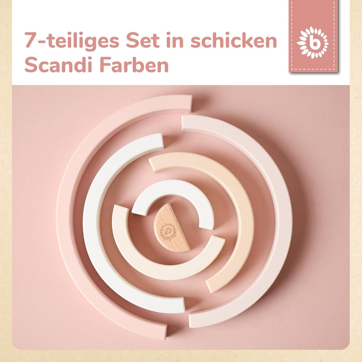Bieco Ella Holz Regenbogen | Stapelturm für Kinder | Regenbogen Montessori Holzspiel Dekoration Turm