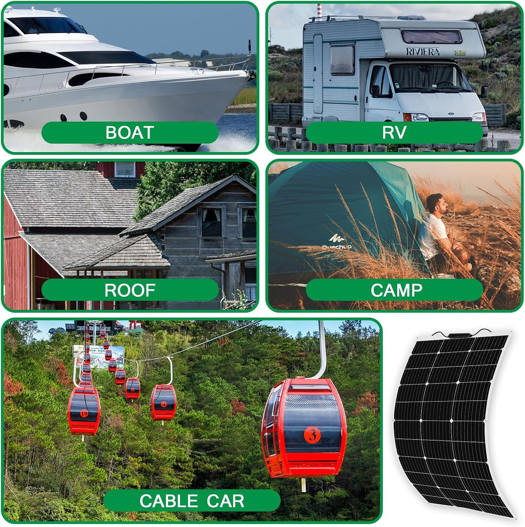 200w Flexible Solar Panel Kit 2pcs 100w 18v Monocrystalline Solar Module + 20A USB Controller for Of