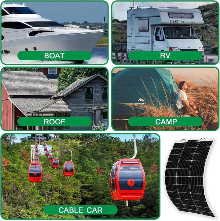200w Flexible Solar Panel Kit 2pcs 100w 18v Monocrystalline Solar Module + 20A USB Controller for Of