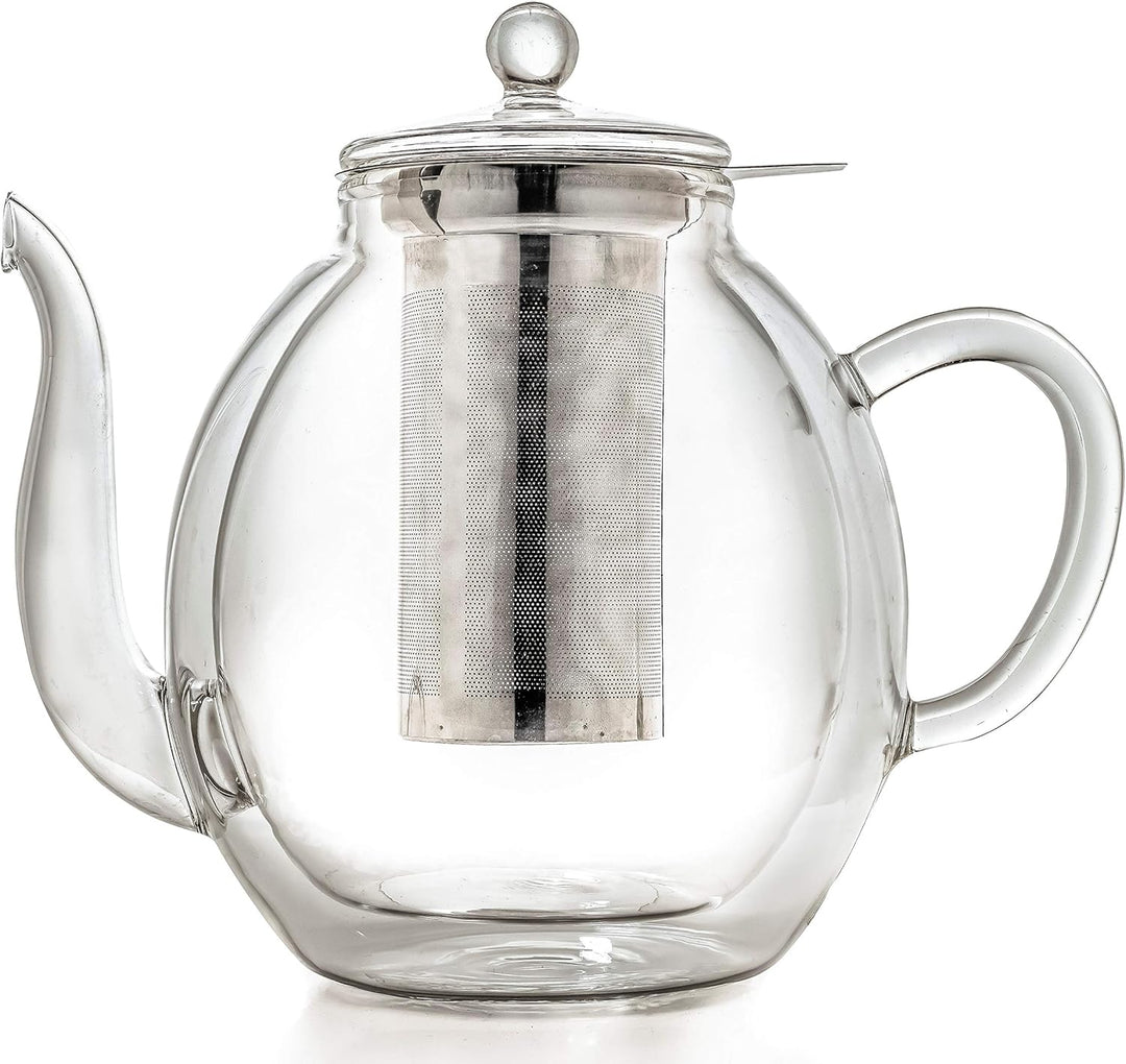 Creano doppelwandige Glas-Teekanne 1,4l mit Edelstahlfilter - tropffrei., 1,4 L