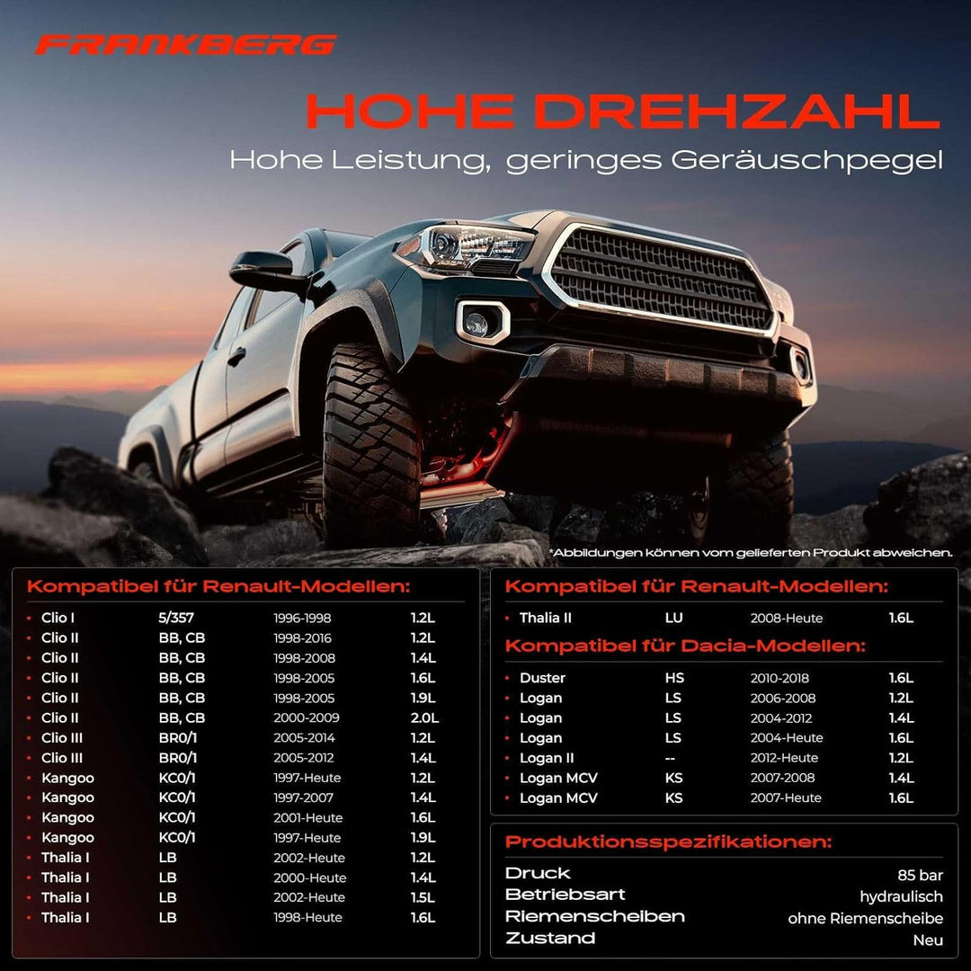 Frankberg Servopumpe Hydraulisch Lenkung Kompatibel mit Logan US 1.6L 2008-2012 Sandero 1.4L-1.6L 20