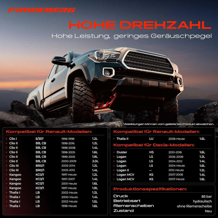 Frankberg Servopumpe Hydraulisch Lenkung Kompatibel mit Logan US 1.6L 2008-2012 Sandero 1.4L-1.6L 20