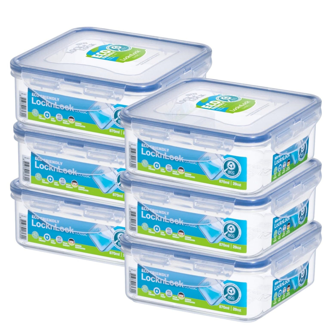 Lock & Lock HPL823 Frischhaltebox, quadratisch, 870 ml, 6 Stück