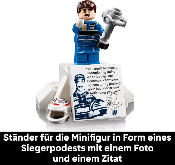 LEGO Icons Williams Racing FW14B mit Nigel Mansell - F1 Modellauto Set mit Rennfahrer Minifigur zum