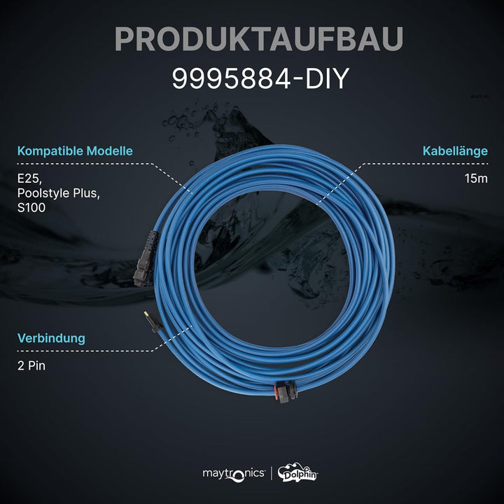 Dolphin Original-Ersatzteil – langlebiges 15 m langes blaues Kabel für agile Roboterbewegung – Teile