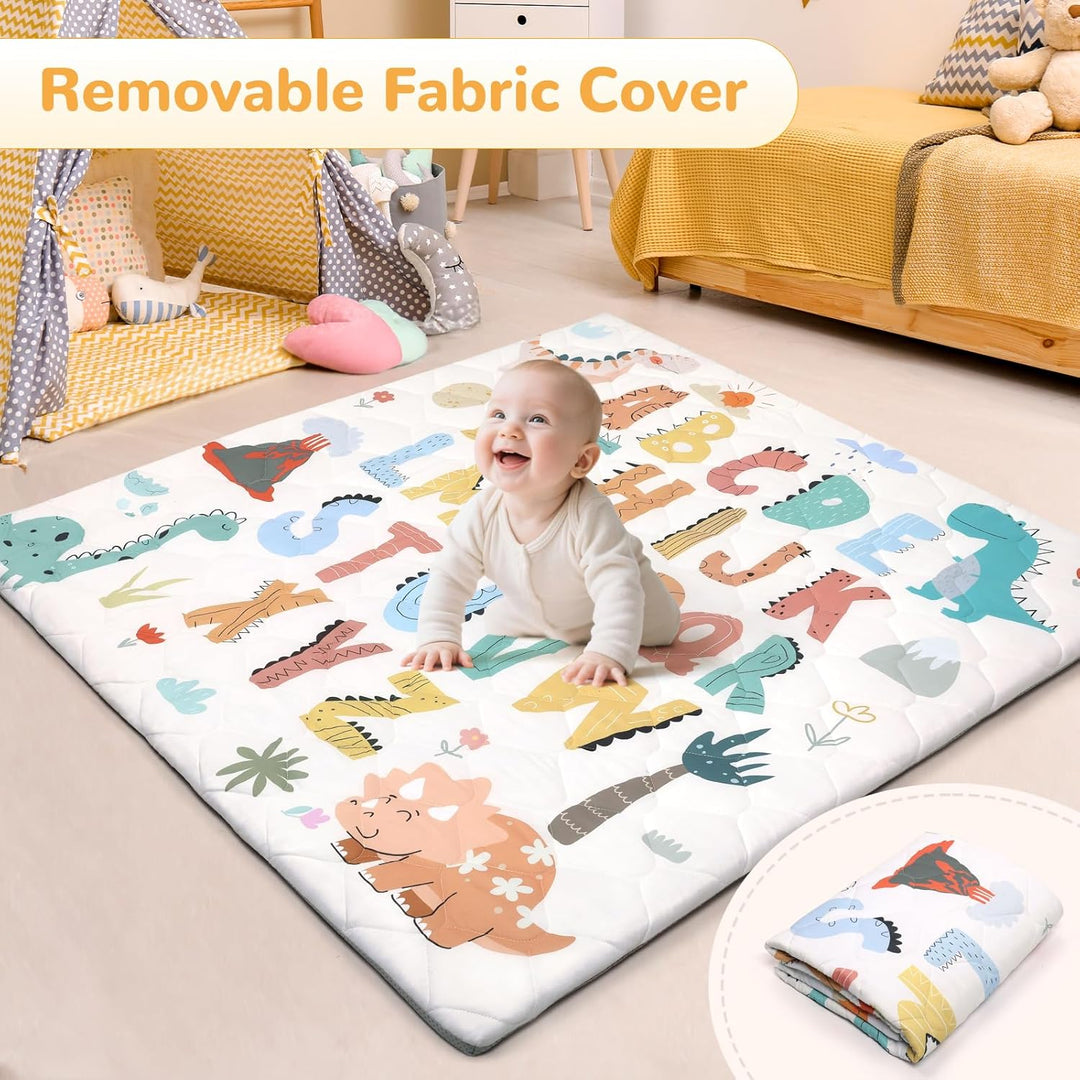 Spielmatte Baby 127×127cm mit Rutschfest, Extra Dicke 2cm Weiche Abtrennbar Krabbelmatte Baby, Faltb