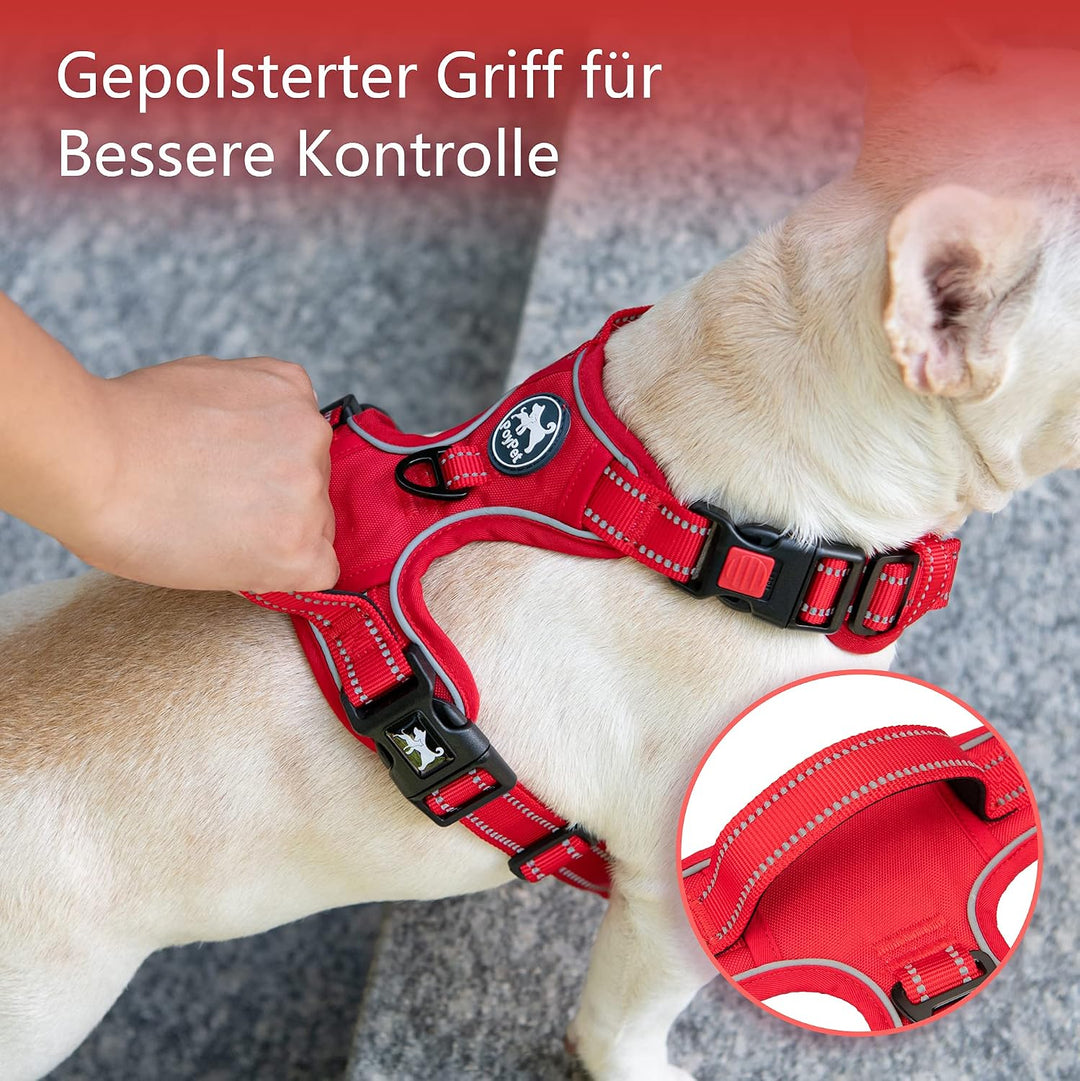PoyPet Hundegeschirr ohne Zug, Reflektierendes Hundegeschirr für mittelgrosse Hunde ohne Würgen, ver