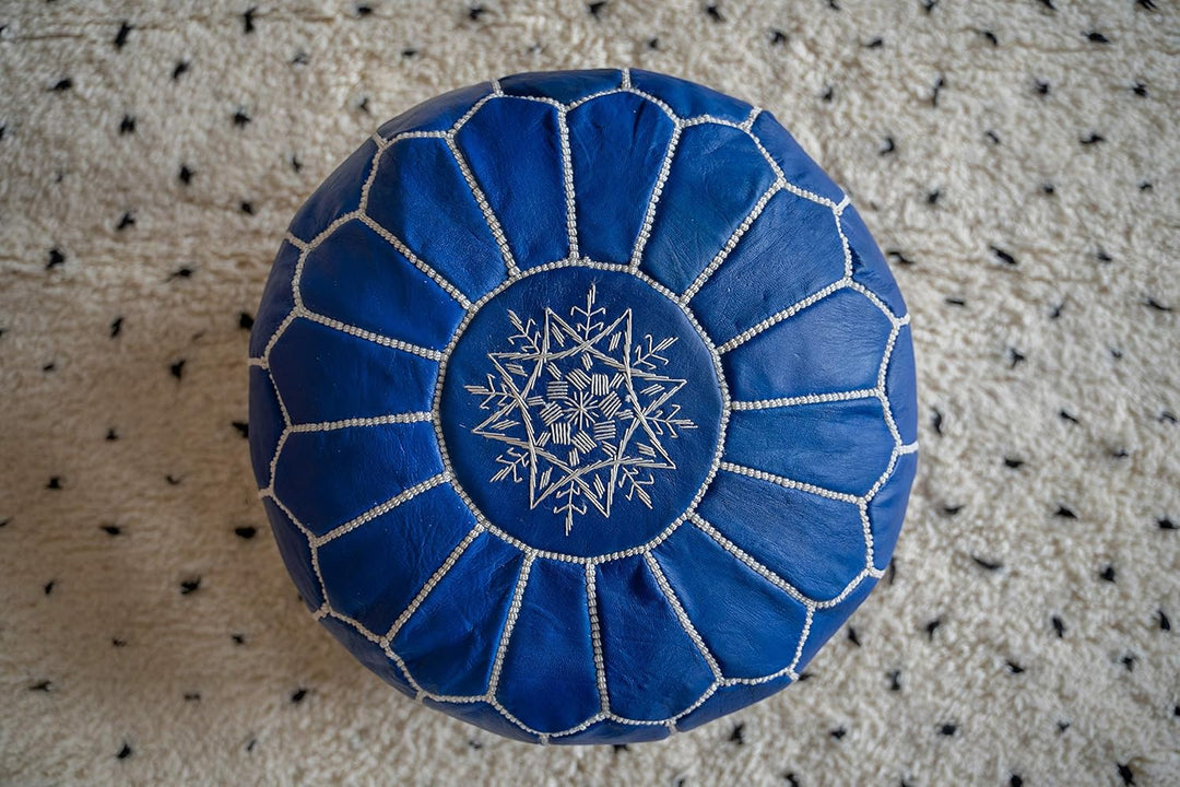 Poufs&Pillows Premium Echt Leder Pouf - Handgefertigt - Gefüllt geliefert - Ottoman, Sitzsack, Fussh
