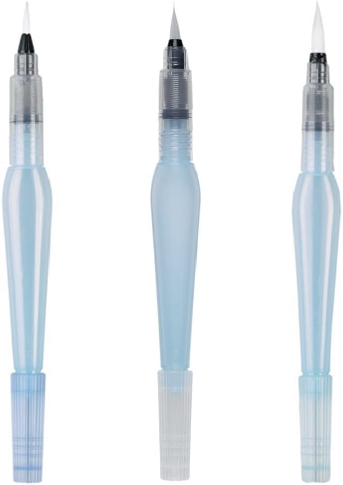 Pentel Aquash Brush FRH, Set mit 3 Pinseln für Wasserbehälter mit feinen, mittelgrossen und grossen