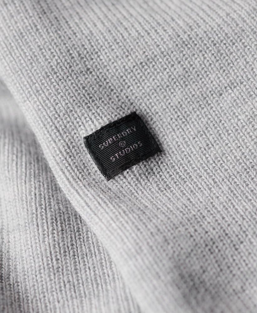 Superdry Herren Merino-Pullover mit halblangem Reissverschluss Mittel Meliert XL