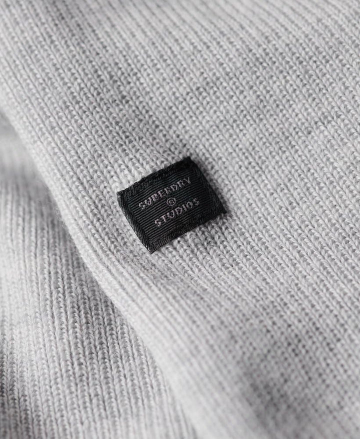 Superdry Herren Merino-Pullover mit halblangem Reissverschluss Mittel Meliert XL
