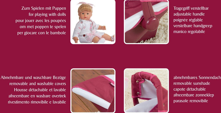 Götz 3401945 Puppen Babytrage & Autositz (36 x 40 x 29 cm) - Puppentrage für alle Babypuppen von 30