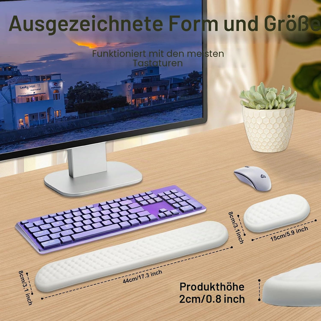 EGOSKY Handballenauflage Tastatur und Maus, Handgelenkauflage Tastatur mit PU Leder und Memory Schau