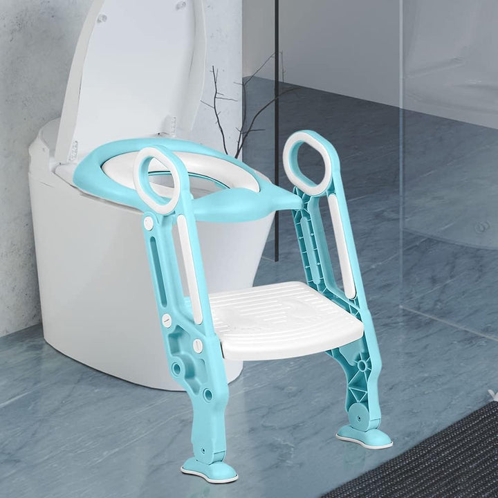 Toilettensitz für Kinder Mit Gepolstertem Sitz,Toilettensitz Toilettentrainer mit Treppe Stabilen Ru