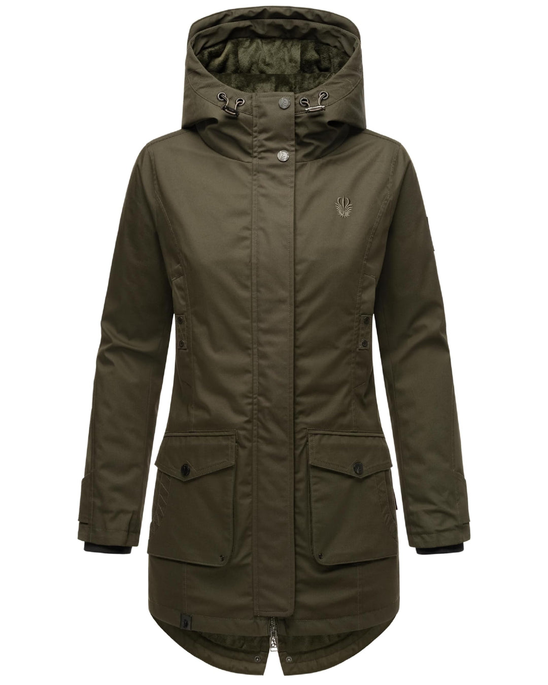 Navahoo Damen Übergangsjacke warmer Kurzmantel Regenjacke wasserdicht mit Kapuze Brinjaa XS-XXL XS D