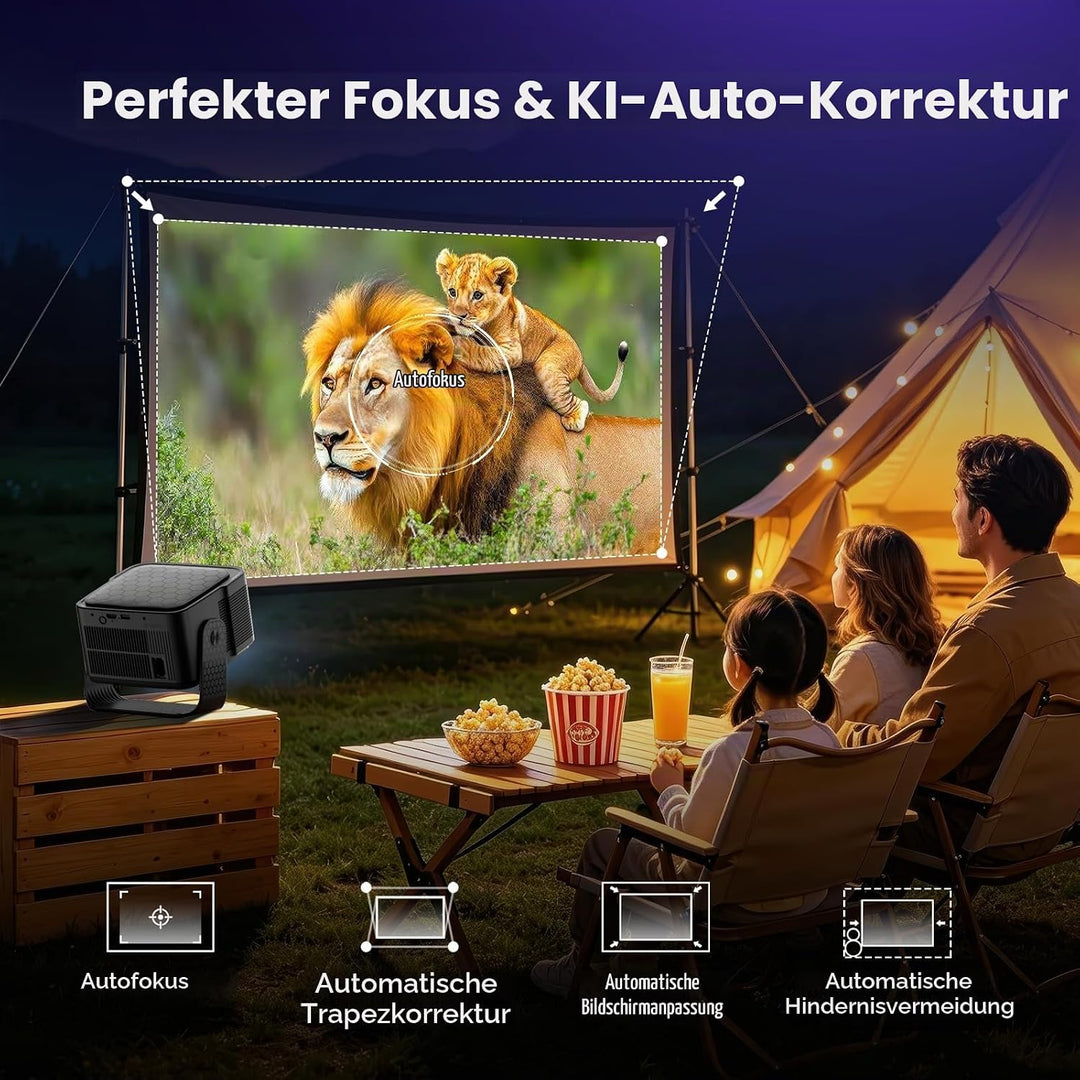 Beamer [Google TV 50000+ Apps &amp; 4K 8K Support 1080p Native Auflösung &amp; Automatische Bildschirmkorrek