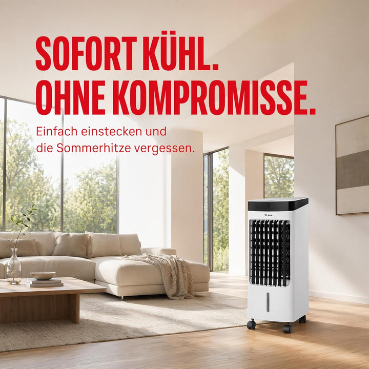 Trisa Turmventilator mit Wasserkühlung 4L - Fernbedienung, Luftkühler für Eis & Wasser, 6h Timer, Os