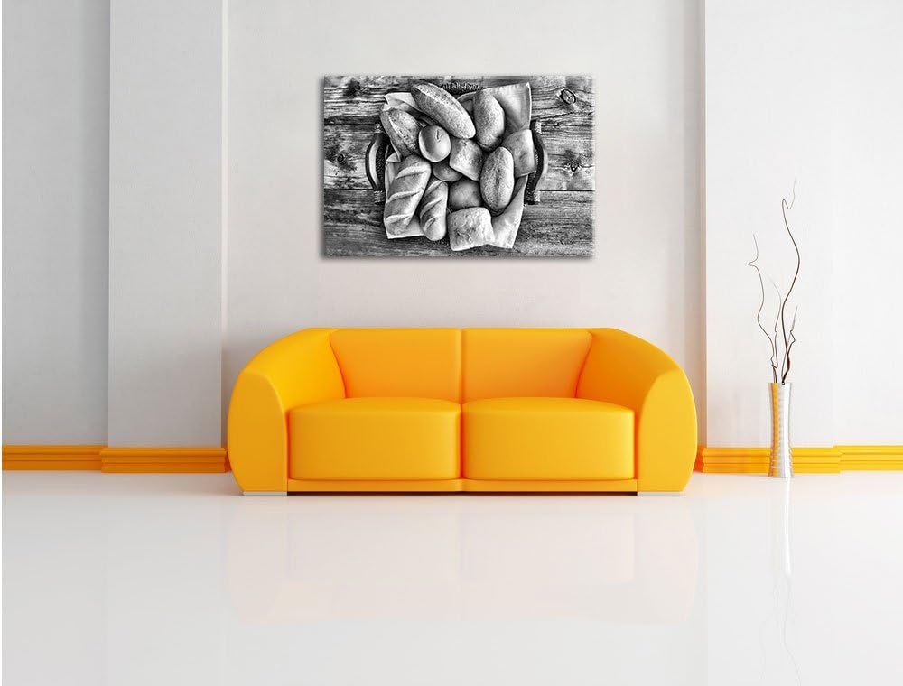 Pixxprint Brot Frühstück Weizen / 100x70cm Leinwandbild bespannt auf Holzrahmen/Wandbild Kunstdruck