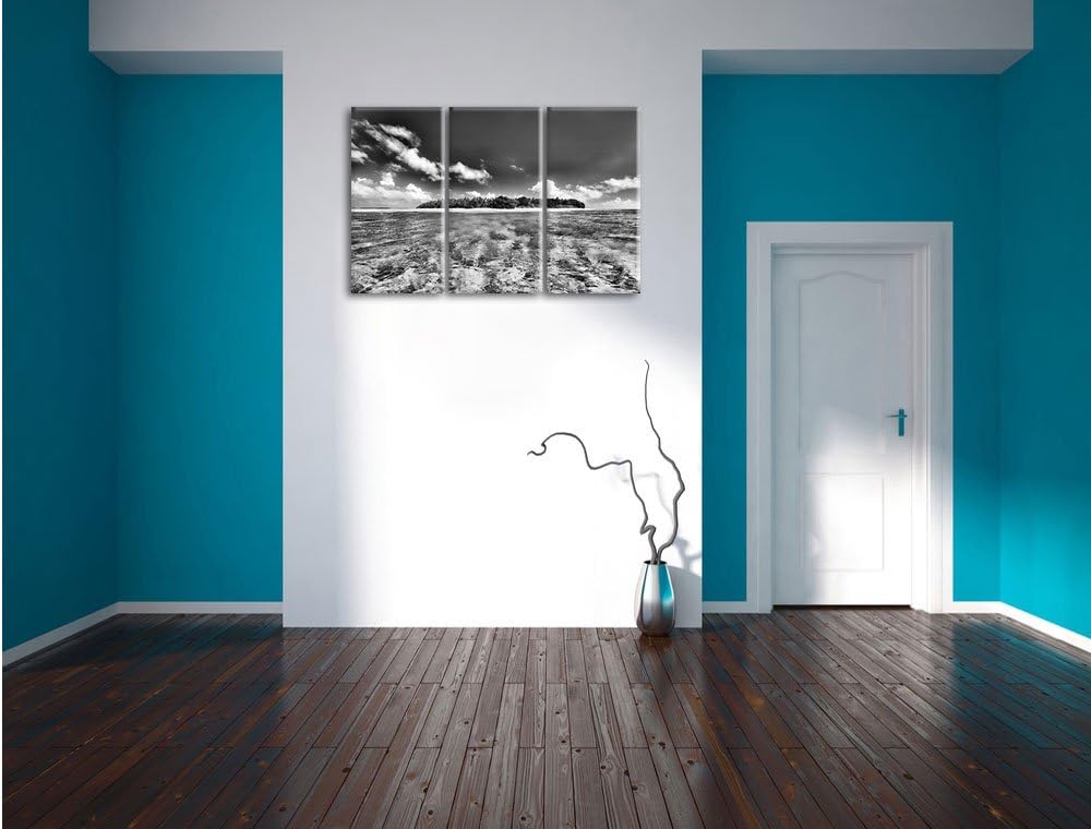 Pixxprint Malediven Traumstrand als Leinwandbild/Grösse: 3 Teilig (120x80 cm) cm/Wandbild/Kunstdruck