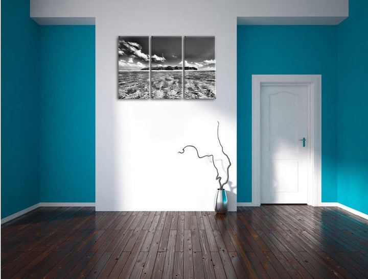 Pixxprint Malediven Traumstrand als Leinwandbild/Grösse: 3 Teilig (120x80 cm) cm/Wandbild/Kunstdruck