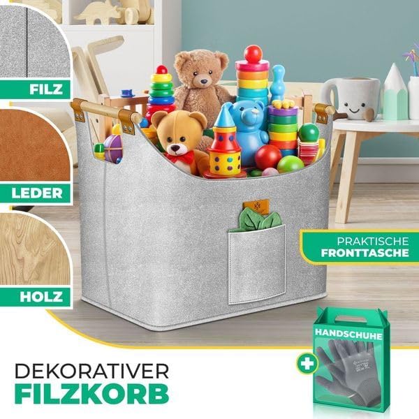 KESSER® Brennholzkorb 60 Liter | Kaminholztasche extra Dicker Filz | Feuerholzkorb faltbar mit verst