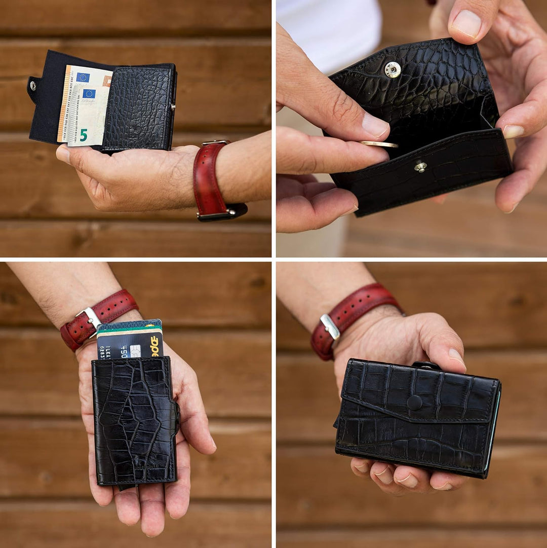 Solo Pelle Kartenetui | Kreditkartenetui | Leder Geldbörse Slim Wallet Portmonee | Geldbeutel mit RF