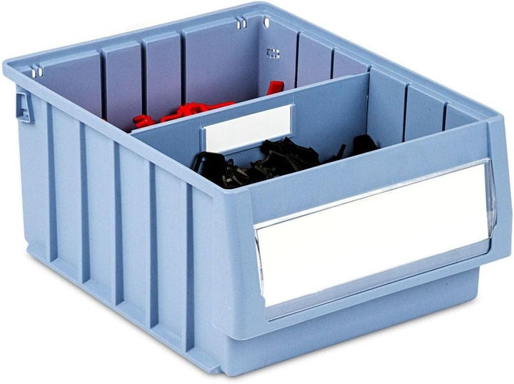 SparSet 5x Regalkasten 300 BH mit Etikett & Schutzhaube | HxBxT 14x23,4x30cm | 7,1 Liter | Sichtlage