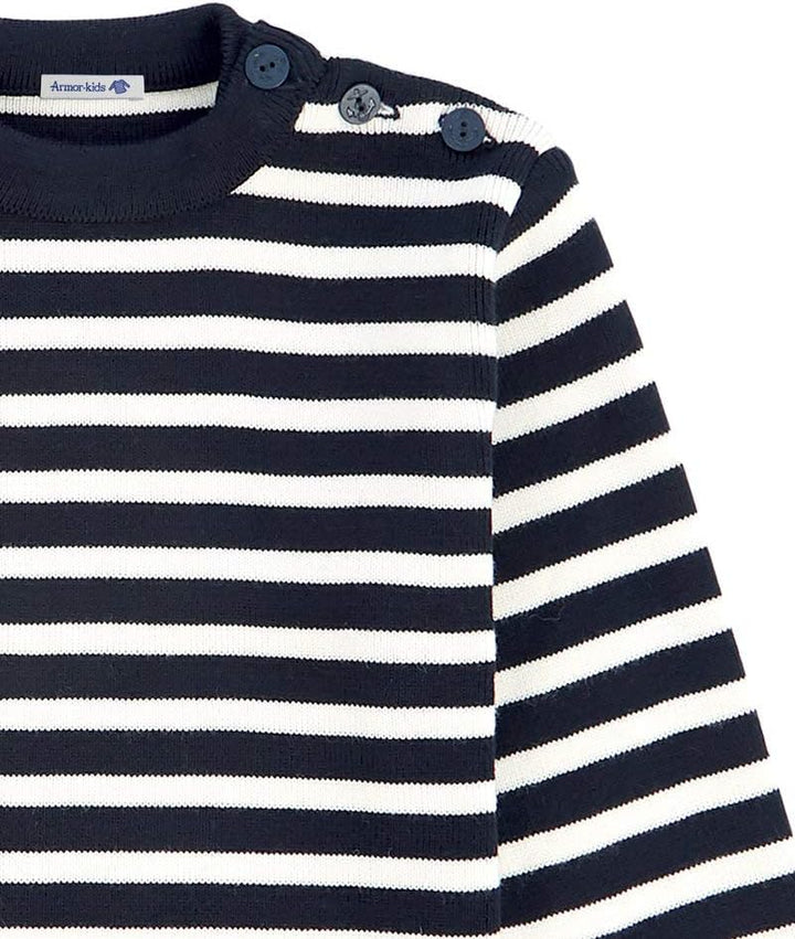 Armor Lux Unisex Gestreifter Kinder Marine-Stil Fouesnant aus Wolle und Acryl Pullover 16 Jahre Bleu
