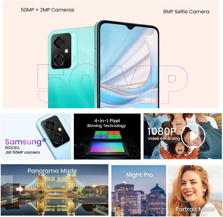 OSCAL C70 Android 12 Handy Ohne Vertrag, Octa-Core 10GB+128GB (2TB TF-Erweiterung), 50MP+8MP Kamera,