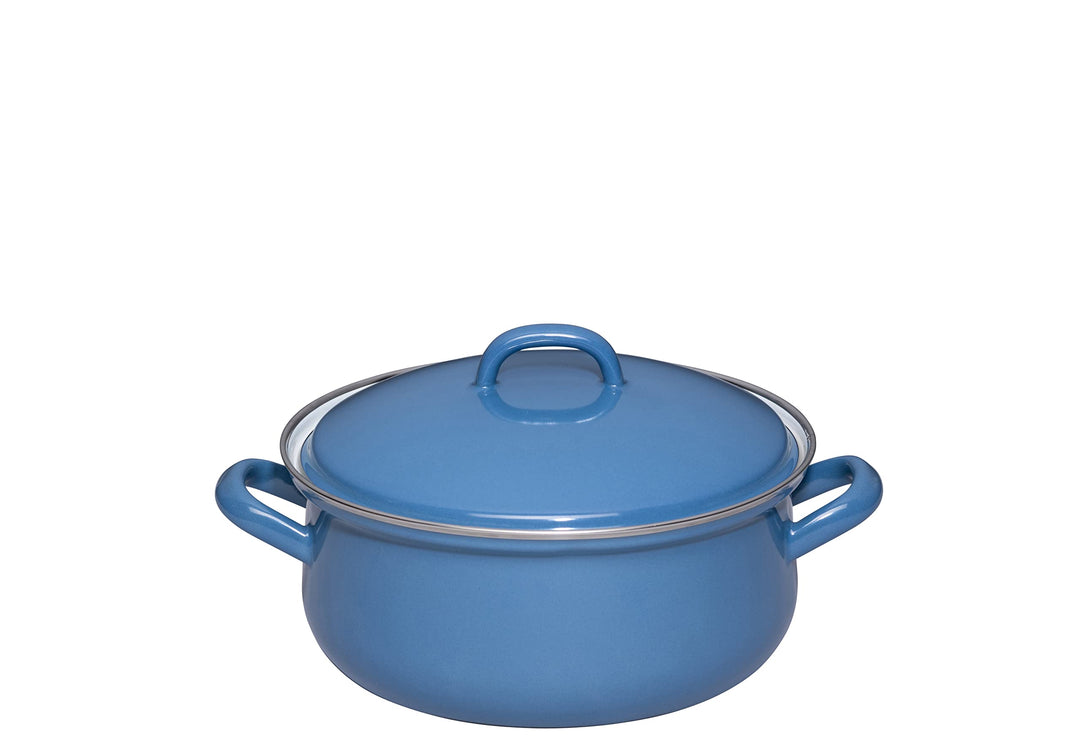 Riess, 0613-129, Kasserolle mit Deckel 20cm, 2L, Emaille, CLASSIC Edition NATURE BLUE DARK, 1,383kg,