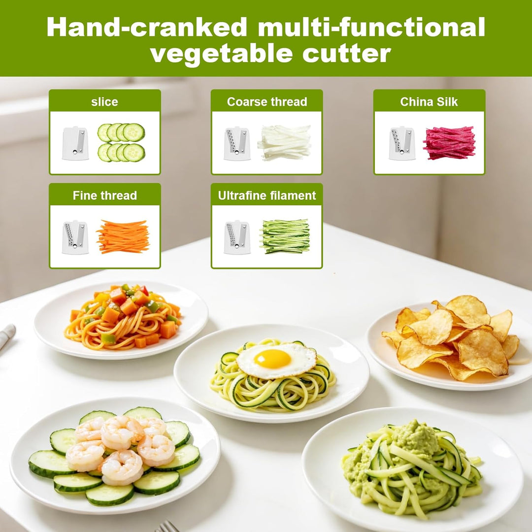 Spiralschneider Gemüseschneider 5 Klingen, manueller Sparschäler für Zoodles, Spaghetti,Obst &amp; Gemüs