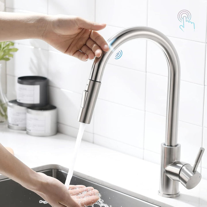 AIMADI Touch Sensor Wasserhahn Küche Armatur Küchenarmatur mit Brause Ausziehbar 360° Drehbar Spülti