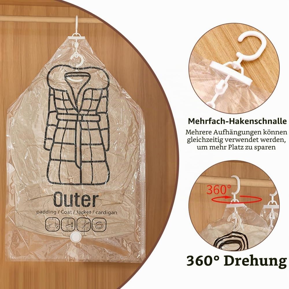 Vakuumbeutel zum Aufhängen, 5 Stück Hängend Vakuumbeutel Mit Kleiderhaken Hanging Vacuum Storage Bag