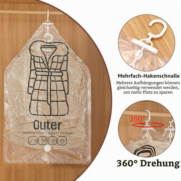 Vakuumbeutel zum Aufhängen, 5 Stück Hängend Vakuumbeutel Mit Kleiderhaken Hanging Vacuum Storage Bag