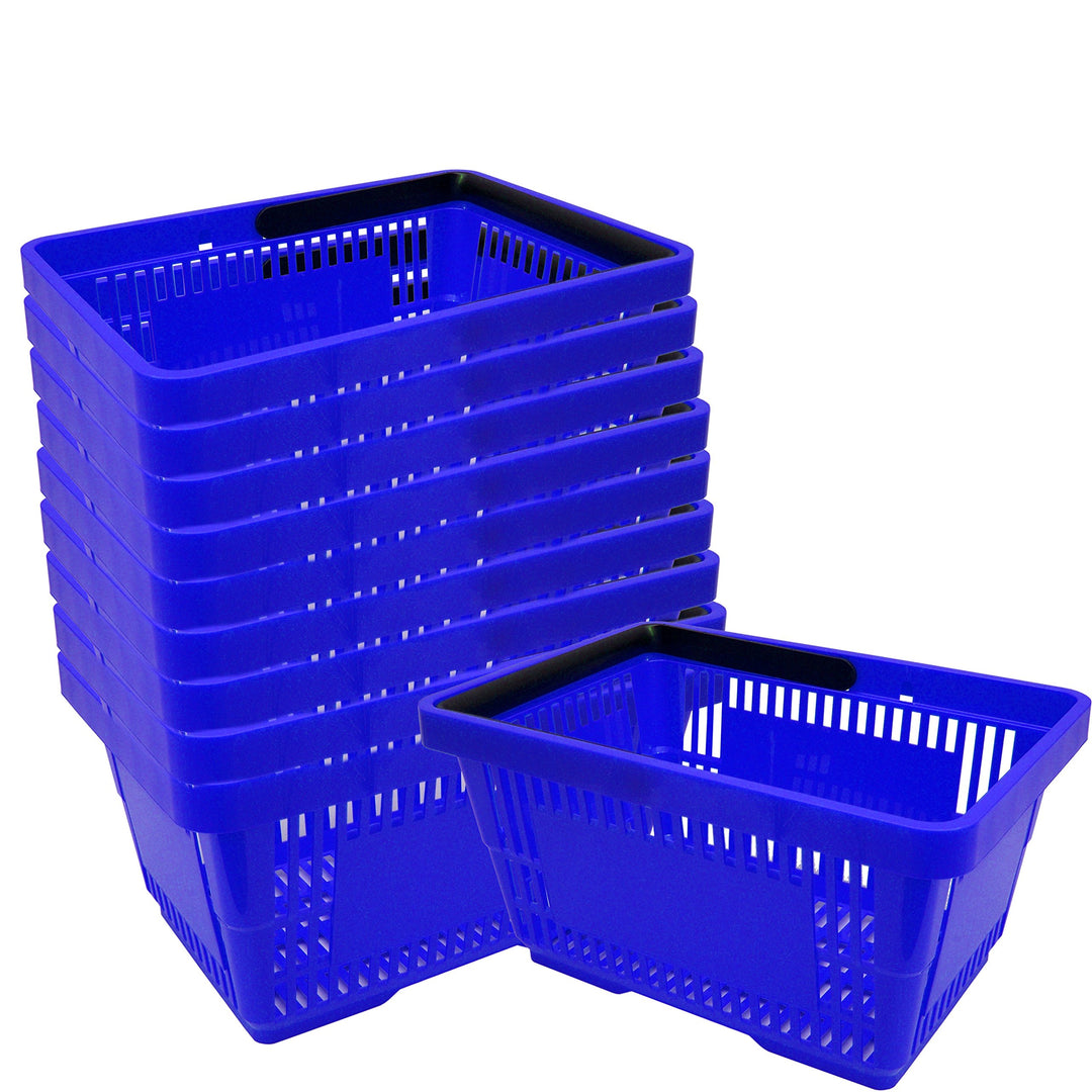 10 Einkaufskörbe aus Kunststoff Plastik mit Henkel 20 Liter 40cm stapelbar blau 10 Stück Blau, 10 St