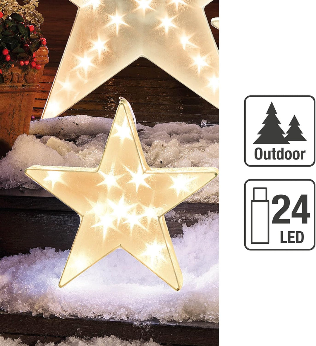 Hellum LED-Holografie Stern Weihnachtsstern mit Holografie Effekt innen warm-weiss 24 LED Ø55x10cm D