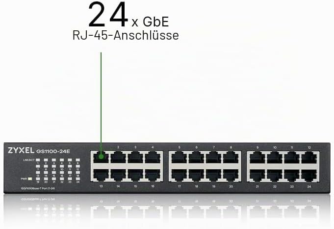Zyxel 24-Port Gigabit Ethernet Unmanaged Switch - Design ohne Lüfter [GS1100-24E] GS1100-24E-EU0103F