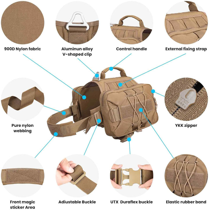 EXCELLENT ELITE SPANKER Dog Pack Hound Hundesatteltasche Rucksack für Reisen Camping Wandern mittler