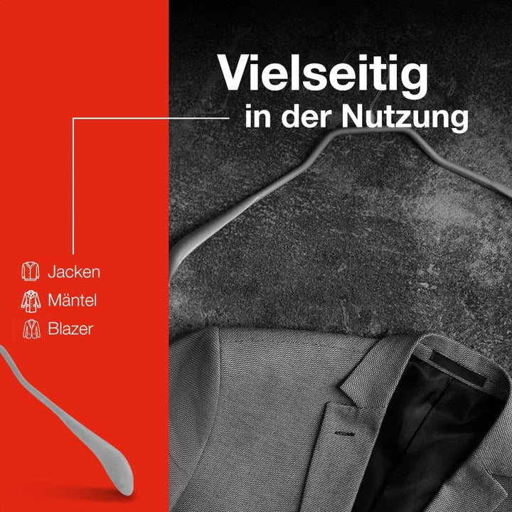 MAWA Kleiderbügel, 10 Stück, körpergeformte Metallbügel für Jacken, Mäntel, Blazer und Jacketts, 360