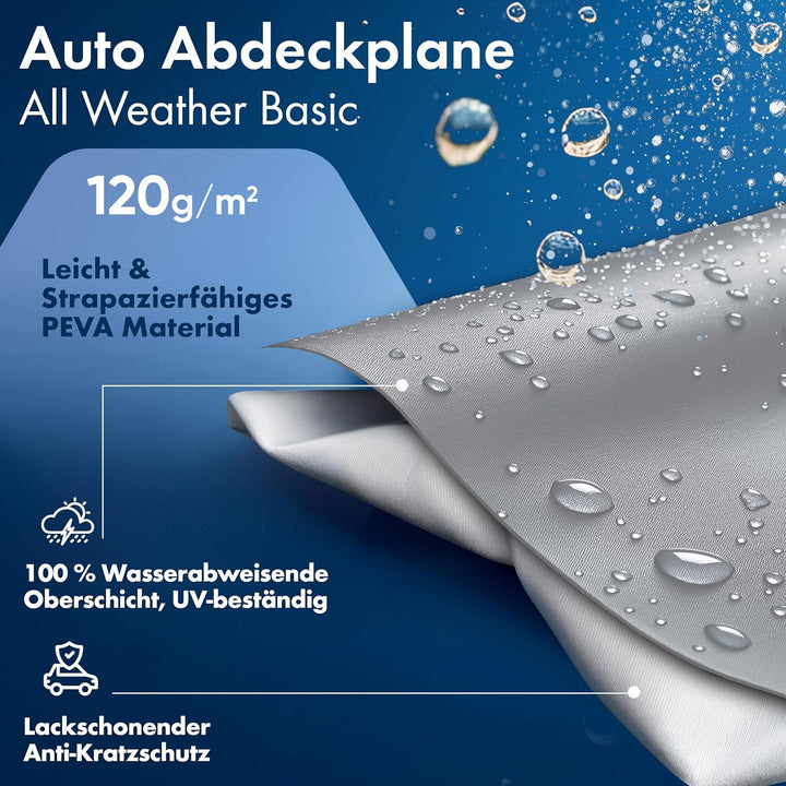WALSER Abdeckplane Auto All Weather, Abdeckplane wasserdicht, 100% wetterfeste Autoabdeckplane, Auto
