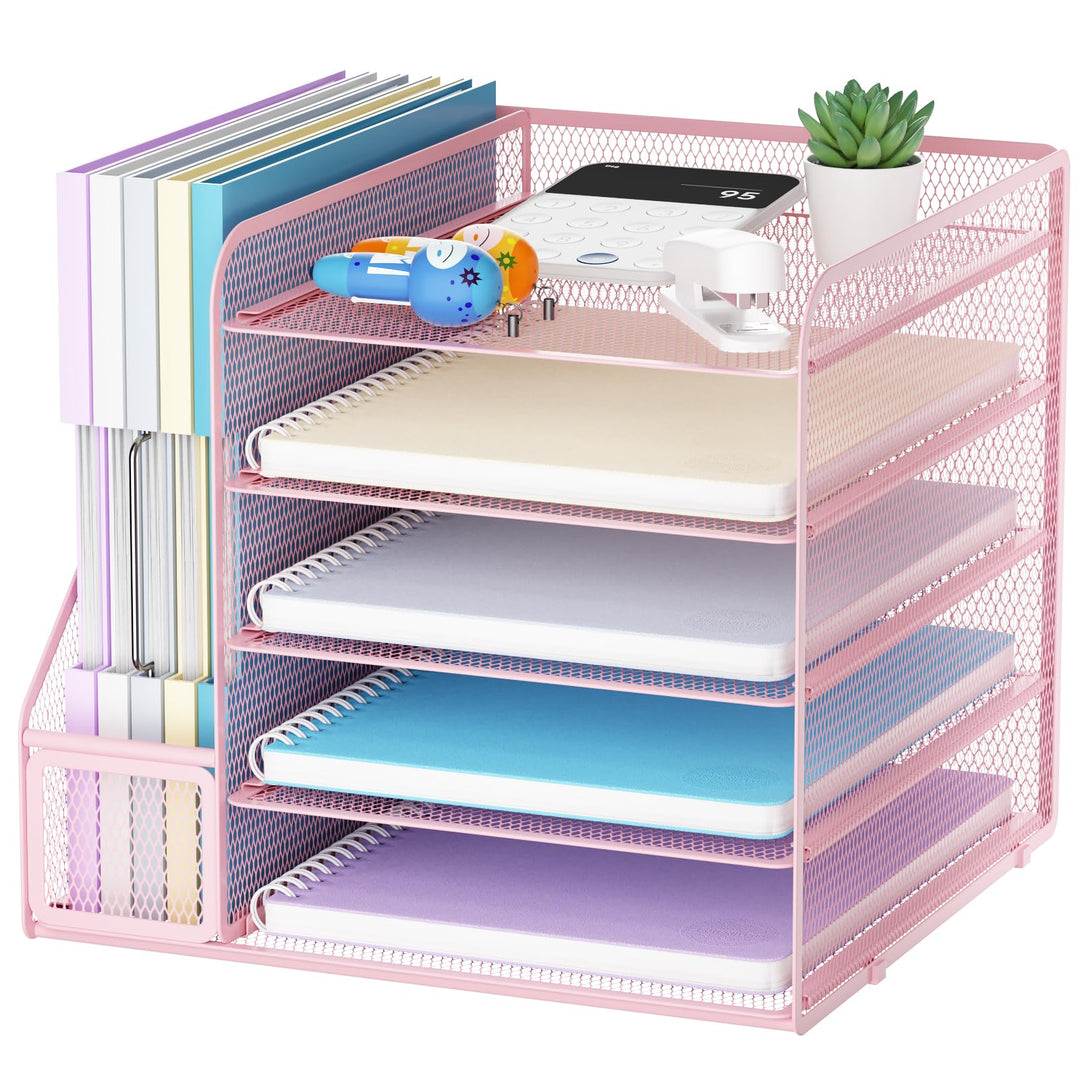 Marbrasse Schreibtisch Organizer und Büro Zubehör,5-Tier Briefablage,Mesh Büro Organizer für Schreib