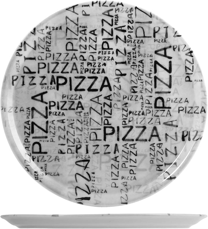 Saturnia 35763 Black&White Set aus 6 Pizzatellern, Porzellan, Sortiert, 33 cm