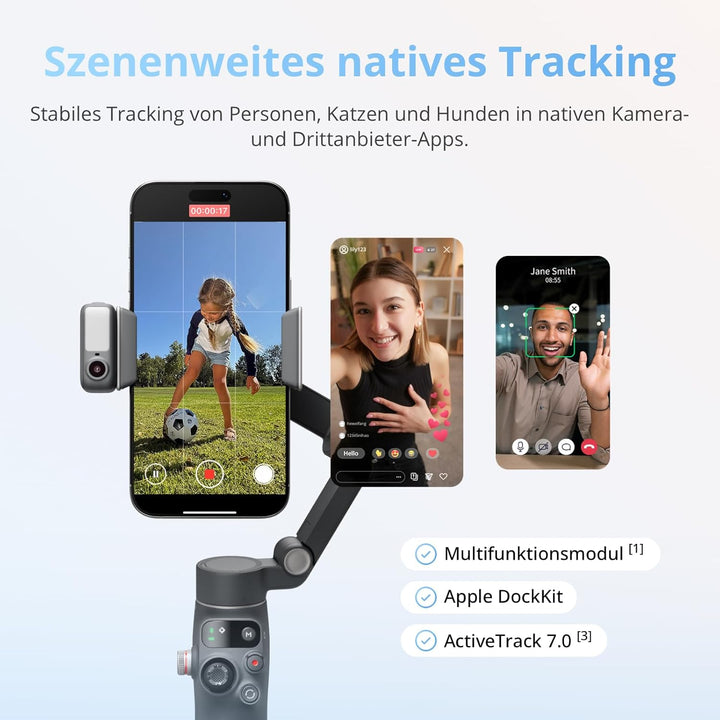 DJI Osmo Mobile 8 + Mic 3, Gimbal-Stabilisator für Smartphones, KI-Native-Tracking mit Audio und Bel