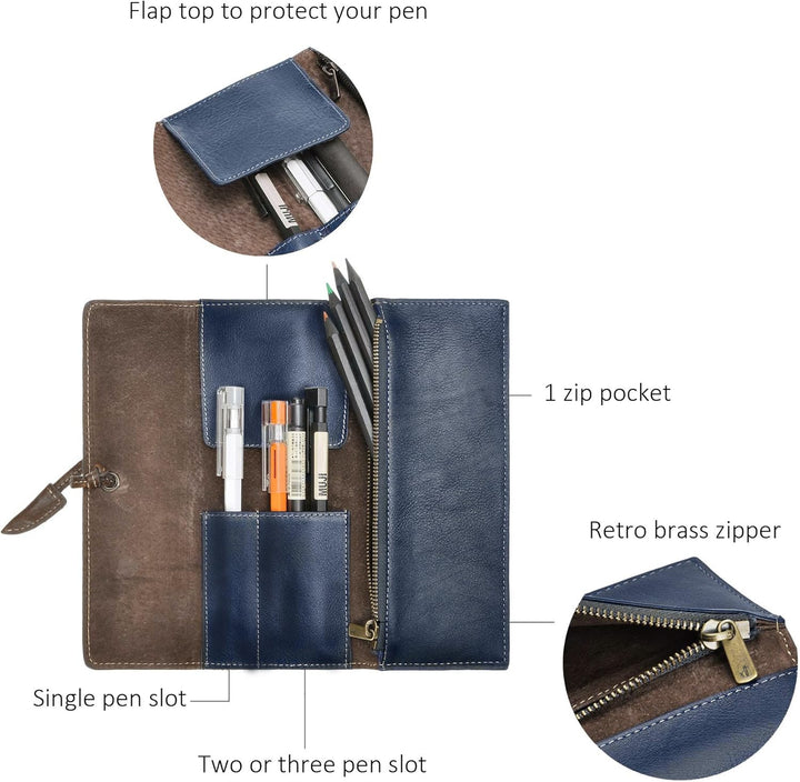 ZLYC Handgefertigtes Stifteetui aus Leder, weich, Rolltasche, Schreibwaren, Geschenk für Studenten B